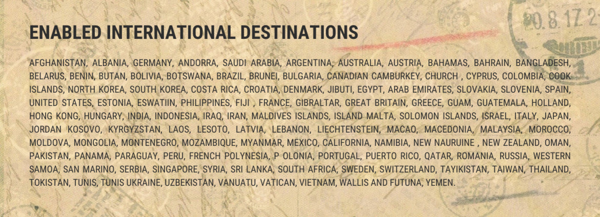 The list of destinations enabled to send correspondence is updated